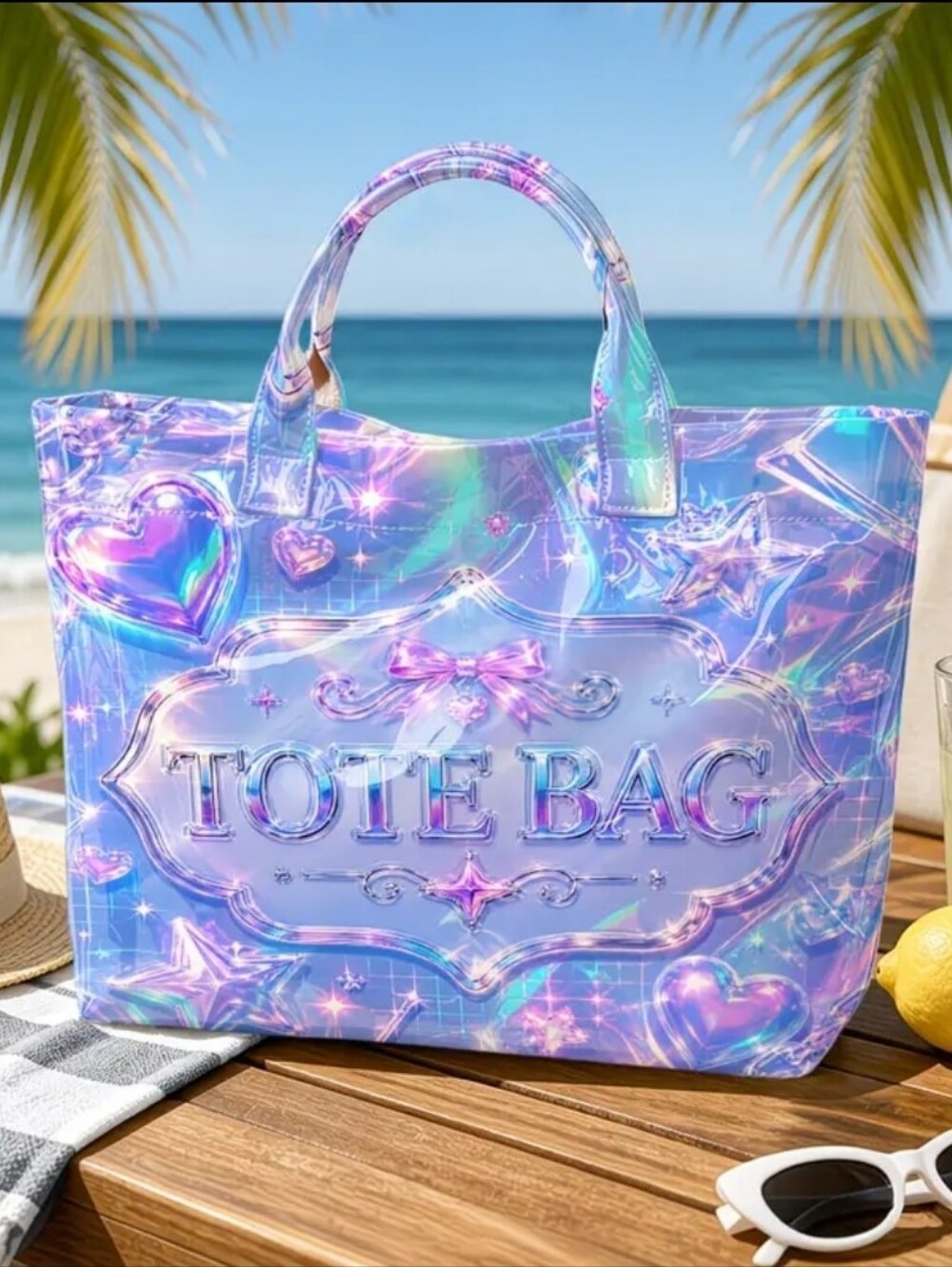 Women Girl Glossy Tote Bag Handbag PVC Large